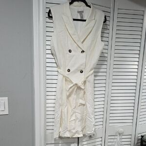 H&M Cream Double-Breasted Midi Dress